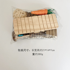 Juguete para Hámster, Mordedor de Madera de Manzano, Palitos de Hierba para Masticar, Bola Mordedora con Ruedas Giratorias, Juego Completo - Product Image 6