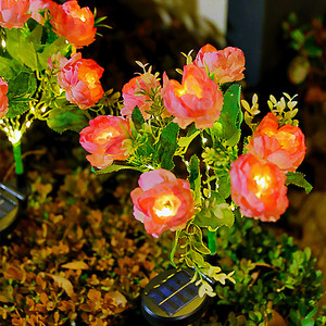 Solar Garden <b>Light</b> Blue <b>Rose</b> LED Flower Decor Outdoor Lawn <b>Light</b> Water Resistant Portable - Product Image 3