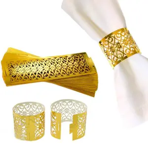 Porte-serviettes en papier ajouré personnalisé, 1 pièce, pour la maison, décoration <span class=keywords><strong>de</strong></span> Banquet <span class=keywords><strong>de</strong></span> mariage, anneau - Product Image 1