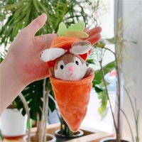 En gros, Porte-clés pendentif en peluche lapin mignon en forme de carotte, jouet animal en peluche transformable
