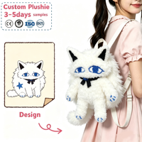 Sac à dos en peluche chat blanc moelleux, sac personnalisé en forme d'animal de dessin animé pour filles, collection cosplay, cadeau tendance pour adolescents, OEM ODM