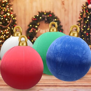 Boules de Noël gonflables floquées 60 cm, décorations de jardin pour les fêtes de plein air, ornements de Noël en PVC pour la décoration de patio et de fête - Product Image 2