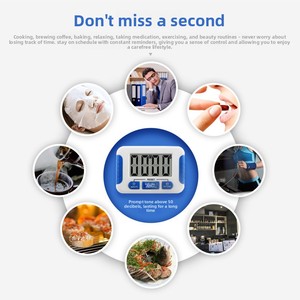 <span class=keywords><strong>Timer</strong></span> da Cucina Digitale con 8 Allarmi, Conto alla Rovescia di 1 Ora, Display LED, Plastica ABS Ecologica, Campanello Rumoroso, Multifunzione per Uso Domestico - Product Image 4