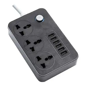 OSWELL Extension Lead with USB Ports 3 Way Outlets 6 USB Ports Child Safety UK US EU AU Power Strip Universal Socket