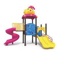 Aire de jeux extérieure en plastique pour enfants avec toboggans en spirale et doubles toboggans droits, marque Starsky