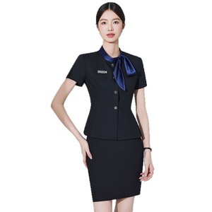 Women's Short Sleeve <b>Work</b> Uniform Set Hotel Professional Attire Polyester Cotton Blend Spring 2025 - Product Image 5