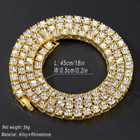 Collier chaîne tennis en alliage de zinc avec strass, style cubain simple rangée 3mm 4mm 5mm, pour hommes et femmes, stock disponible, bijoux OEM d'usine