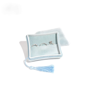 Velvet Ring <b>Boxes</b> Wholesale With Tassel Detail Soft Plush Velvet Material For Engagement Ring Wedding Band <b>Storage</b> Packaging - Product Image 1