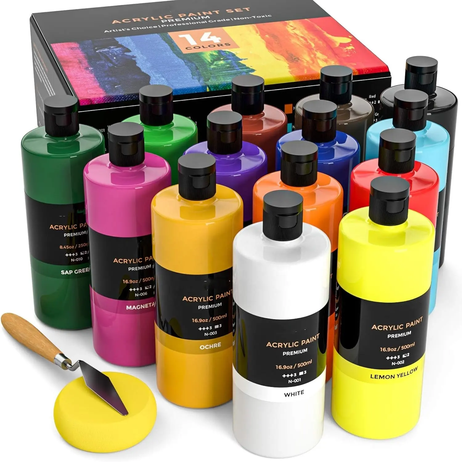 Art Painting Supplies for Canvas Wood Ceramic Crafts Rich Pigments for Hobby Painters16.9 oz /500 ml Acrylic Paint Set