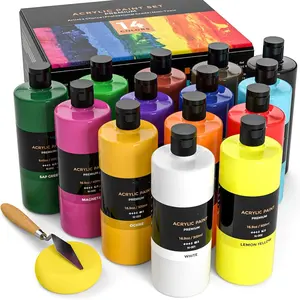 Suministros de pintura artística para lienzo, artesanías de cerámica de madera, pigmentos ricos para Hobby Painters16.9 oz /500 ml, juego de pintura acrílica