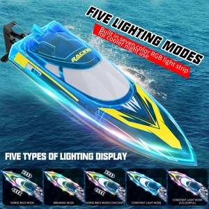 Lancha de Carreras V006 de 30KM/H con Luces LED de 7 Colores y 5 Efectos de Iluminación, Reinicio/Modo Demo/Modo Crucero con un Clic, Barco RC - Product Image 3