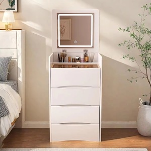 Table de toilette moderne <span class=keywords><strong>et</strong></span> simple de couleur blanche avec miroir é<span class=keywords><strong>clair</strong></span>é <span class=keywords><strong>et</strong></span> commodes, meubles de chambre durables, vente en gros de coiffeuses - Product Image 2