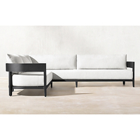 Outdoor Patio Mond-Stil Allwetter-Möbel Gebogene Rückenlehne Zweiteiliges Garten-Aluminium-Ecksofa