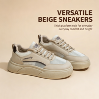 Baskets plateforme en maille respirante pour femmes, à lacets, décontractées, style skate, légères, pour la marche quotidienne et le shopping