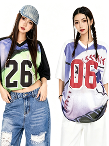 Nouveau T-shirt décontracté pour femme, style rétro américain 2026, maillot de basketball à manches courtes, imprimé numérique, hip-hop, streetwear, sport - Product Image 2