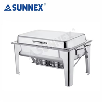 Plat à chafing en acier inoxydable Sunnex - Usage traiteur, capacité 8,5 L, finition poli miroir, design rectangulaire, garantie 1 an sur les pièces