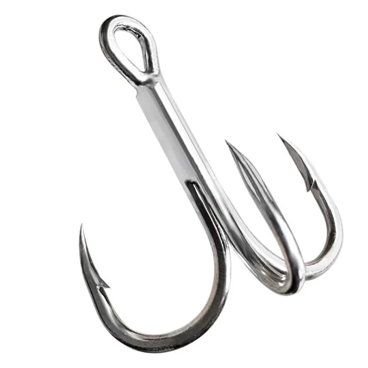 2# 4# 6# 8# 10# Black Fishing Hook High Carbon Steel Treble Overturned Hooks Fishing Tackle Round Bend Treble For Bass