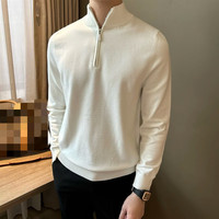 Pull à manches longues demi col roulé fermeture éclair bas pull hommes 2024 automne et hiver pull tout match pull
