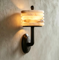 Lámpara de Pared LED Ovalada de Mármol Natural Estilo Italiano de Lujo Ligero para Decoración de Fondo de Habitaciones de Hotel y Alojamientos, Lámpara de Ambiente