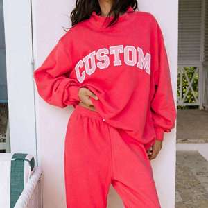 Custom Embroidered Women's Cotton Oversized Pullover Hoodie Knit Designer Crew Neck <b>Sweaters</b> Unisex <b>Set</b> Customization With Logo - Product Image 2