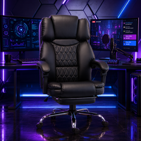 Fauteuil de bureau de direction moderne grand format en cuir PU avec massage 6 points, chauffage, inclinable ergonomique et dossier en velours 3 positions