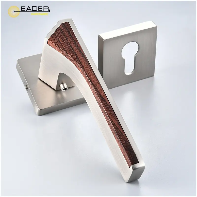 EADER दरवाज़े के हैंडल मैट निकल आधुनिक डिजाइनर आंतरिक लकड़ी अनाज के साथ कुंजी दरवाज़ा बंद