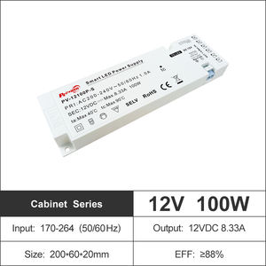 100W Constant Voltage Cabinet Lighting <b>Led</b> <b>Driver</b> 170-264V AC-DC 12V24V IP20 Flicker Free Non-waterproof Plastic <b>LED</b> Power - Product Image 4