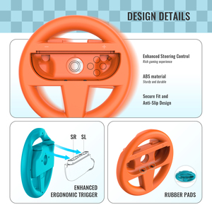<strong>Wheel</strong> Controller for <strong>Nintendo</strong> <strong>Switch</strong> Wireless Racing 2-in-1 Pack Pair <strong>Steering</strong> <strong>Wheel</strong> Handle for Joystick Game Accessories - Product Image 5
