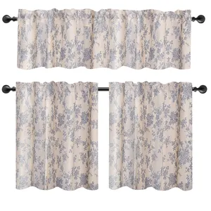 Rural style polyester Cotton 58*18"+28*36"/2p Kitchen Curtain set short window Kitchen Curtain set short window