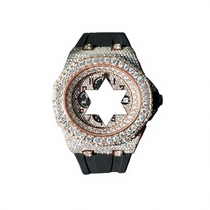 Montre unisexe de luxe avec lunette sertie de diamants, couleurs personnalisées, bracelet en acier inoxydable, mouvement mécanique, boîtier de 39 mm, cadran en cristal, chronographe - Product Image 1