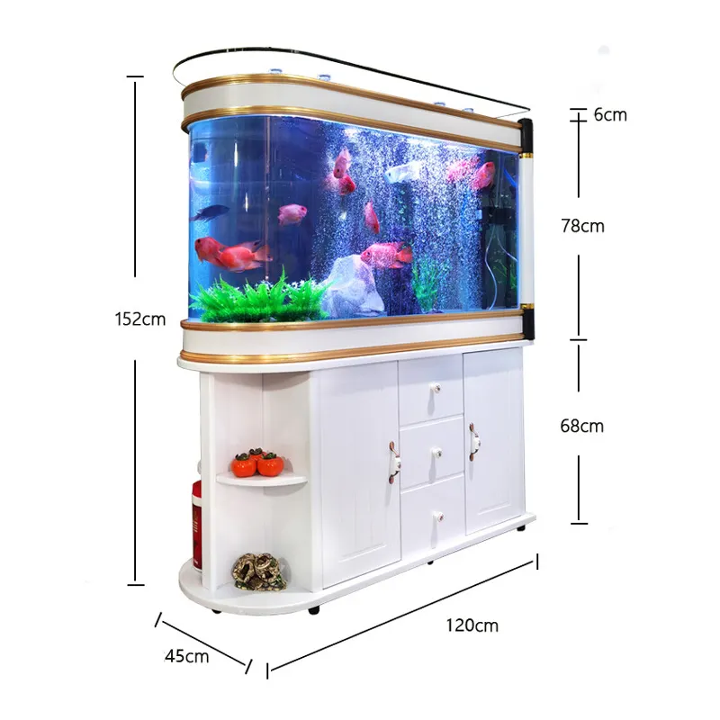 Sala de estar casa vidro partição sapato armário, grande ultra branco bala ecológica aquário tanque de peixes