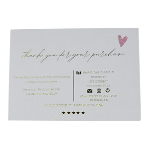 Carte de remerciement en papier artistique de couleur personnalisée sophistiquée avec logo en feuille d'or pour la reconnaissance des clients professionnels - Product Image 2