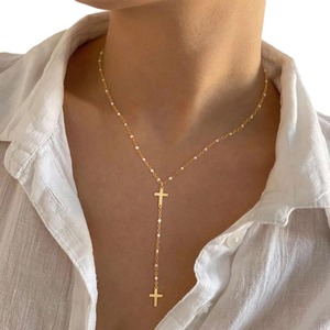 <span class=keywords><strong>Collana</strong></span> <span class=keywords><strong>Rosario</strong></span> Personalizzata in <span class=keywords><strong>Argento</strong></span> 14k 18k, Perline Islamiche in Acciaio Inox 304, Croce Cattolica Placcata Oro - Product Image 3