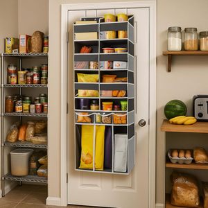 Over The Door Organizer 8 Compartments XL Bottom <b>Storage</b> Heavy Duty Hanging For Toiletries Clothes <b>Shoes</b> Dark Grey - Product Image 2