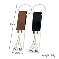 Porte-clés en cuir et alliage de zinc, finition laquée, style européen, pendentif drapeau français Paris, accessoires de sac, souvenir de voyage créatif
