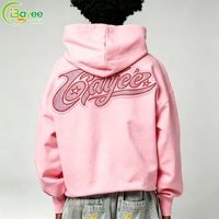 Sweat-shirts à capuche surdimensionnés en coton bio 100% coton, faits sur mesure, avec fermeture éclair, broderie en strass, style streetwear pour hommes, en tissu French Terry