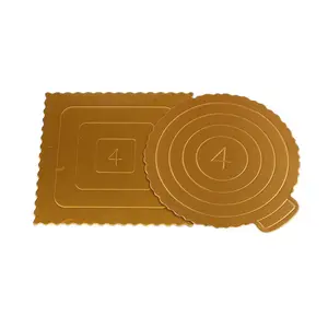 Caja de papel duro desechable de 4-10 pulgadas, bandeja inferior gruesa de oro cuadrado, bandeja de papel de pastelería para hornear