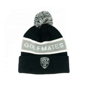 Bonnets d'Hiver en Gros pour Hommes avec Logo Personnalisé Brodé Jacquard Bonnets Noirs Tricotés - Product Image 1