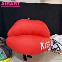 Accessoire lèvres rouges gonflables personnalisées, décoration gonflable en forme de lèvres sexy pour soirées en boîte de nuit et événements scéniques