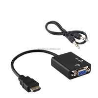 Konverter HDTV ke VGA Berlapis Emas Grosir 1080P, Kabel Adaptor Male Female dengan Audio 3.5mm untuk Komputer, Laptop, Tablet, TV, Home Theater