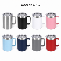 Gobelet isotherme double paroi en acier inoxydable de 14 oz avec poignée en D, couvercle transparent, sans BPA, étanche, qualité alimentaire, pour le café du matin à la maison