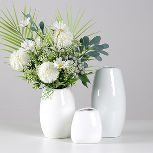 Vase en céramique minimaliste Xin Xinyi, porcelaine blanche, décoration moderne pour la maison, ensemble de vases à fleurs pour la décoration du salon - Product Image 2