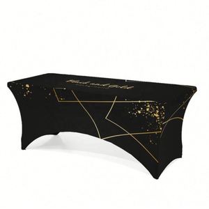 Customized Printed 6ft Open Back Stretch Polyester Simple Rectangular <b>Table</b> Cover for Home Use Wrinkle-Free Durable Perfect Fit - Product Image 1