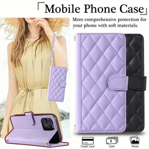 Funda de teléfono de cuero a cuadros para Samsung Galaxy A55 A54 A53 A52 A35 A34 A25 A24 A23 A14 A15 A12 A16 5G, funda con ranura para tarjeta - Product Image 5