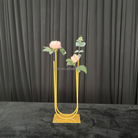 Support de fleurs en métal argenté pour décoration d'événements et de fêtes, support doré magnétique pour vase, idéal pour les centres de table de mariage