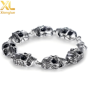 Pulsera de Eslabones de Acero Inoxidable 316L Vintage de la Mejor Calidad, 20-22mm de Longitud, con Tallado de Calavera, Regalo para Hombres - Product Image 1