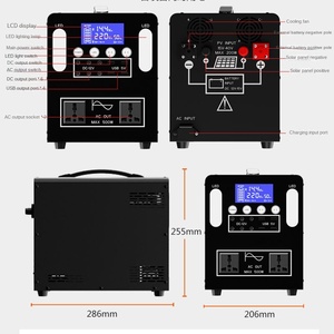 Onduleur d'urgence solaire extérieur 500W mobile 220V avec panneau solaire 2000W à onde sinusoïdale pure pour marché nocturne américain - Product Image 2