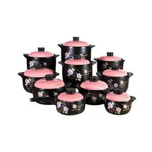 Pink Soup Pot Glass Binaural Stockpot Kitchen Pot High