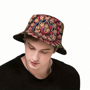 Custom Summer Beach Travel Bucket <b>Hat</b> <b>for</b> Men Women Hand Drawn Cartoon Design Personalized Photo <b>Hat</b> <b>for</b> Outdoor Adventure - Product Image 4