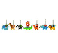 Ensemble de train de bloc de bougeoir de fête d'anniversaire coloré en bois avec 1-6 numéros